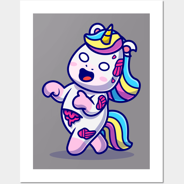 Cute Unicorn Zombie Cartoon Wall Art by Catalyst Labs